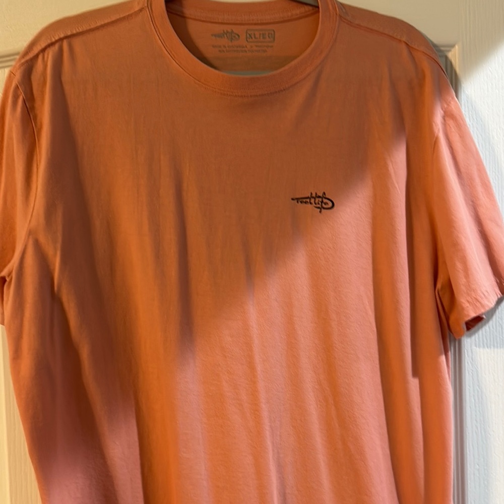 Reel Life Orange Short Sleeve Tee with Crew Neck and Subtle Logo